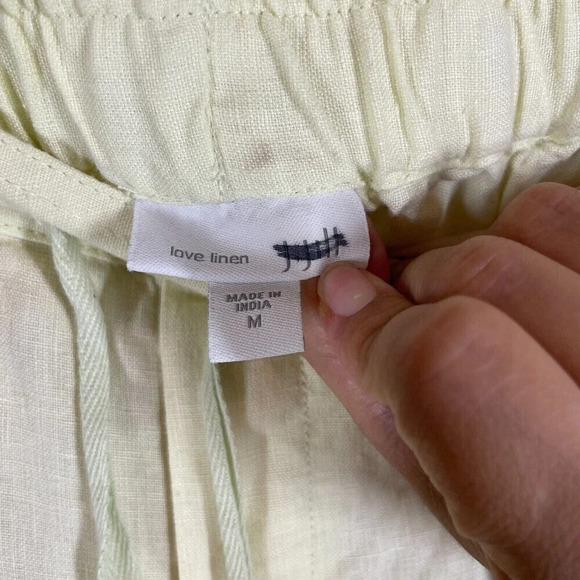 J Jill Love Linen Yellow  100% Linen Pull On Drawstring Pants Size M Lagenlook - Picture 3 of 7